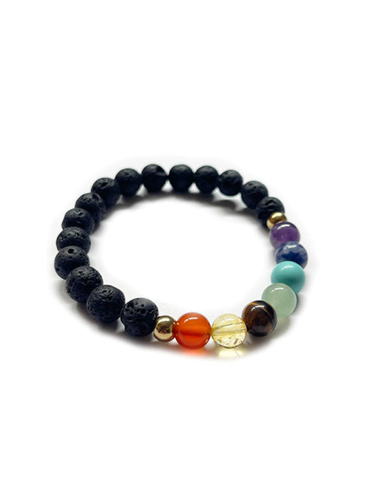 Pulsera 7 chakras con piedras doradas