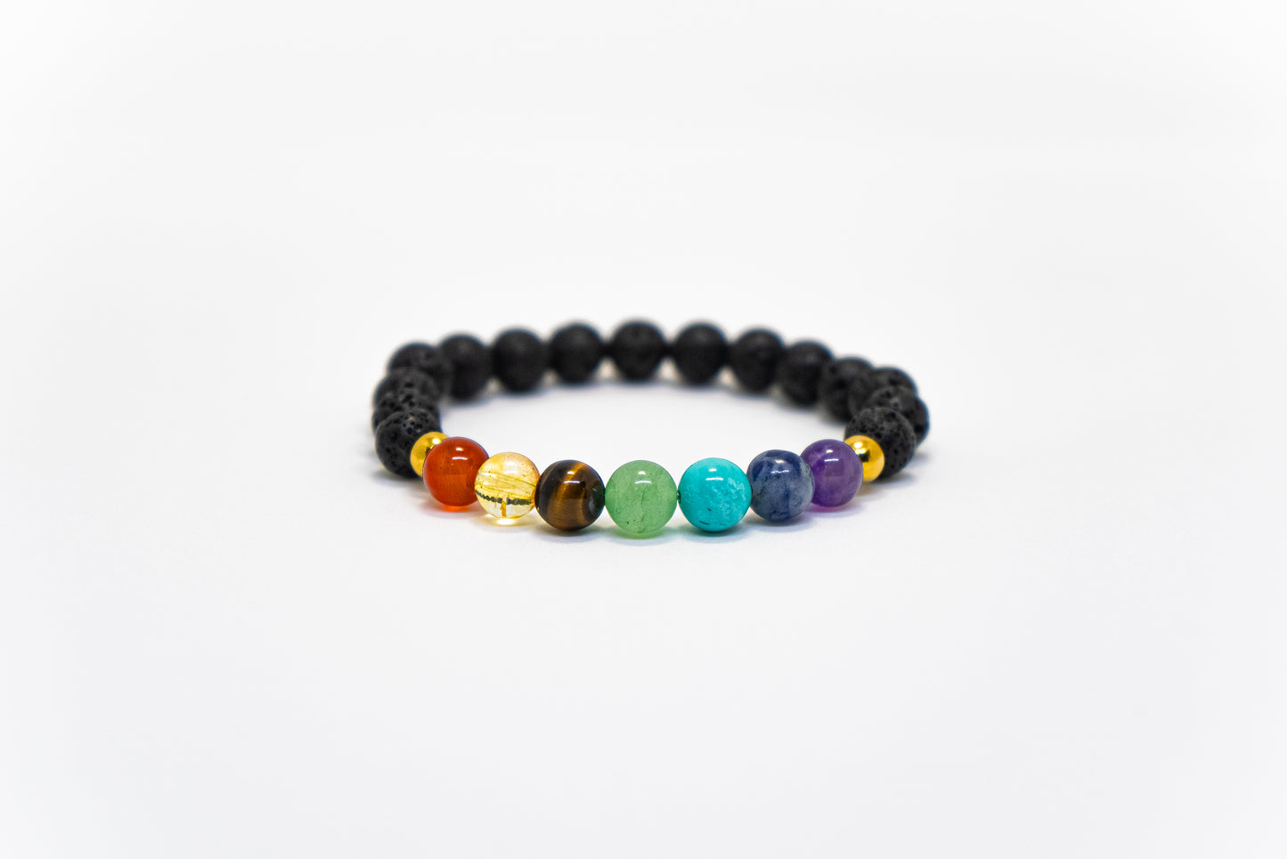 Pulsera 7 chakras con piedras doradas